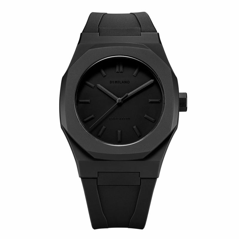 ディーワンミラノ Monochrome Watch Black with rubber strap