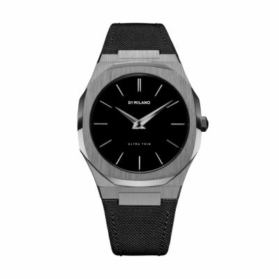 ディーワンミラノ Ultra Thin Watch Silver, Black Leather strap