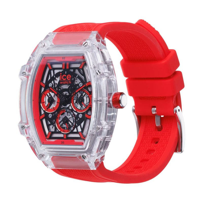 【未使用 極美品】Ice-Watch 赤フェイスクリアバンド アイスウォッチ ICE boliday clear - アイスボリデイクリア
