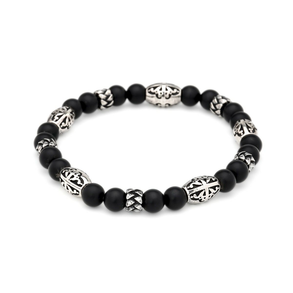 レザーズアンドトレジャーズ 8mmマットオニキスビーズブレスレット/B