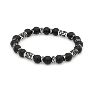 レザーズアンドトレジャーズ 8mmマットオニキスビーズブレスレット/B